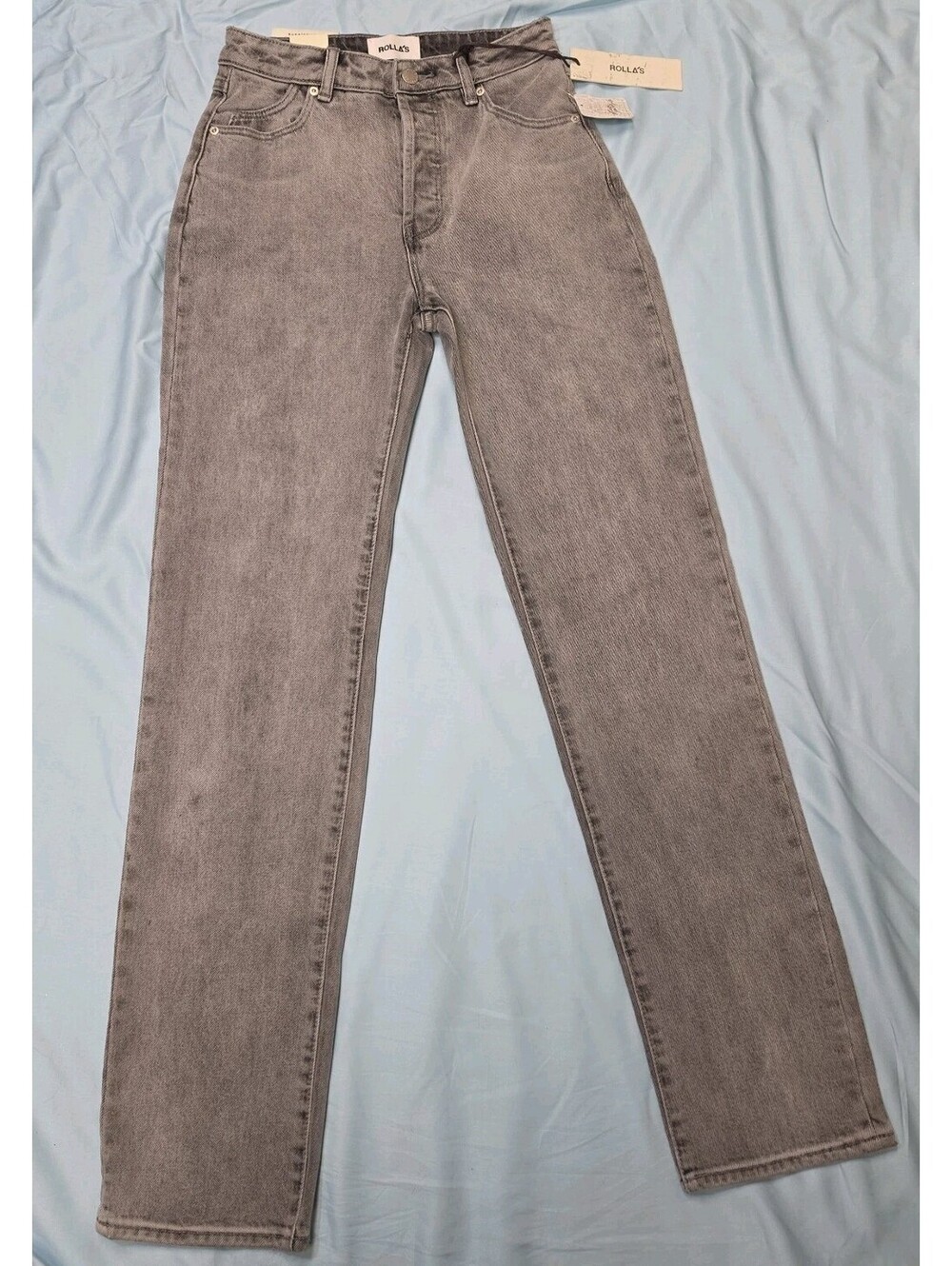 Rolla's Gray Washed High Rise Straight Leg Jeans Size 24 Inseam 33 NWT